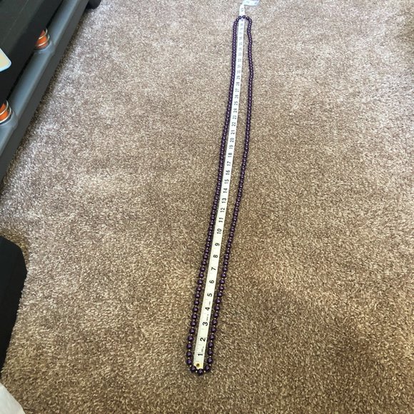 Long Purple & Silver Beaded Necklace - Picture 6 of 7